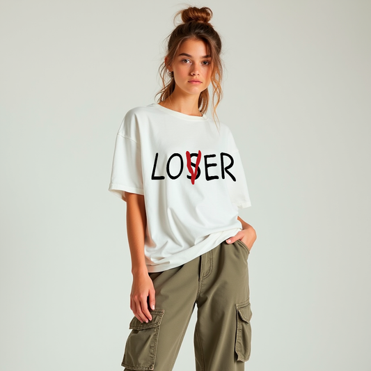 Playera "Lover" oversize manga corta