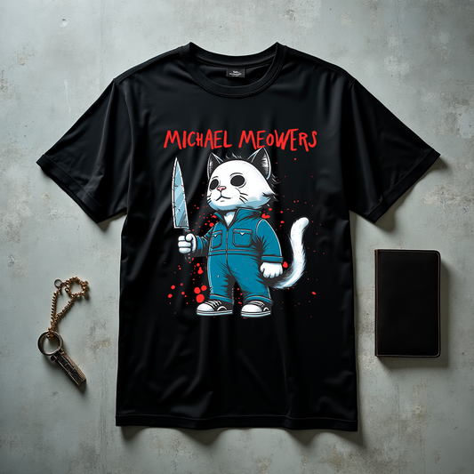 Playera "Michael Meowers" oversize manga corta unisex