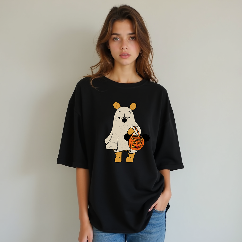 Playera "Boo Pooh" oversize fit color negro